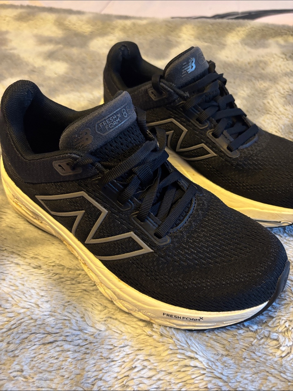 New Balance Fresh Foam X Women’s Black Athletic Running Shoes with White Sole